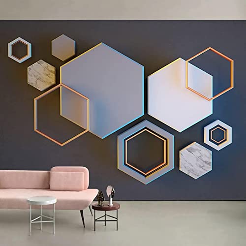 Geometric Hexagon 3D Photo Wallpaper Mural, Irregular Pattern Mural Wallpaper,
