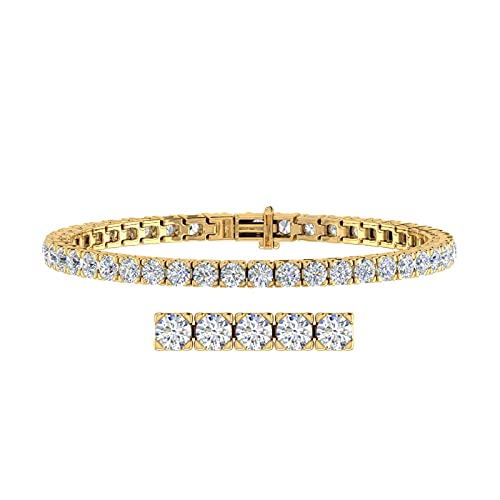 Image of 2 to 7 Carat Natural Diamond Tennis Bracelet for Women in 14K Gold (7 Inch) - IGI Certified (I1-I2 Clarity)