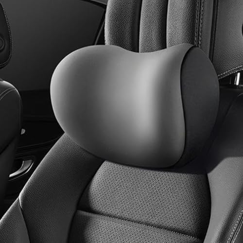 Image of Car Neck Rest Pillow | Ergonomic Memory Foam Headrest Cushion for Neck Pain Relief | Adjustable Car Seat Support Pillow with Washable Cover | Universal Travel & Driving Comfort Pillow Gray