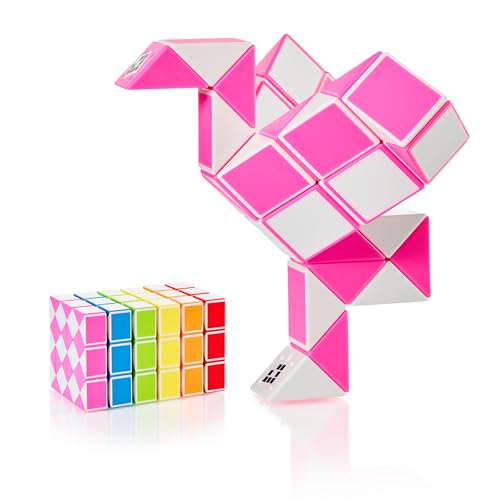 CUBIDI Original Magic Snake - 36 Blocks Pink | Puzzle Games for Children and Adults | Ideal as Party Bags Children's Birthday, Children's Birthday Party Favours or Small Gifts for Children