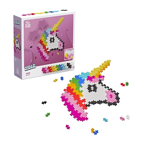 PLUS PLUS Building Blocks Toy, Puzzle by Number Unicorn, Logic Build Kids Crafts Jigsaw