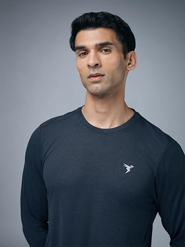 Image of TECHNOSPORT Men's Slim Fit Full Sleeve Round Neck T-Shirt, Double Cool Quick Dry Moisture Wicking Stretchable Sports Gym and Casual Wear