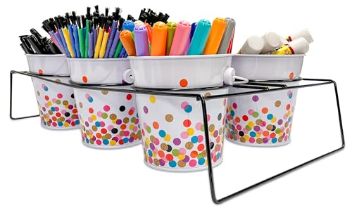 Seaux à confettis et caddie de transport pour ranger les fournitures scolaires