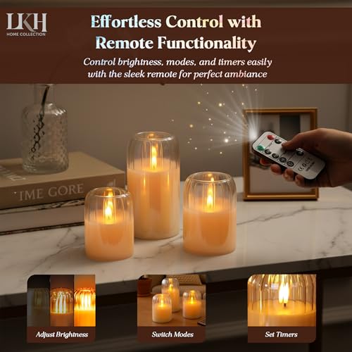 Velas LED LKH con brillo ajustable y diseño elegante de vidrio 7
