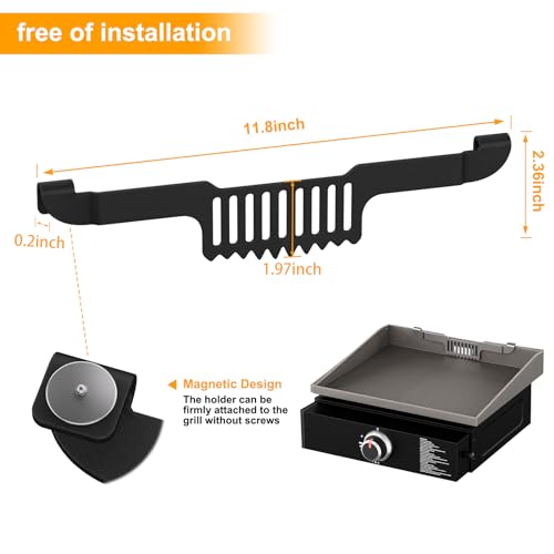 Zhsx YZM-B Grease Gate Spatula Holder For Blackstone Griddle,11.8 Inch Magnetic Design Stainless Steel Grease Trap Grill Food Mesh Screen Block Hold Rack Griddle Accessories thumb #3