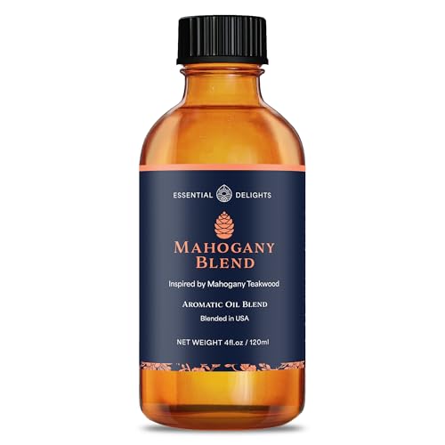 Mahogany Blend Fragrance Oil by Essential Delights for Diffusers Warm Mahogany & Teakwood Scent Woodsy Masculine Home Fragrance Long Lasting Luxury Aroma (4 Fl.Oz.)