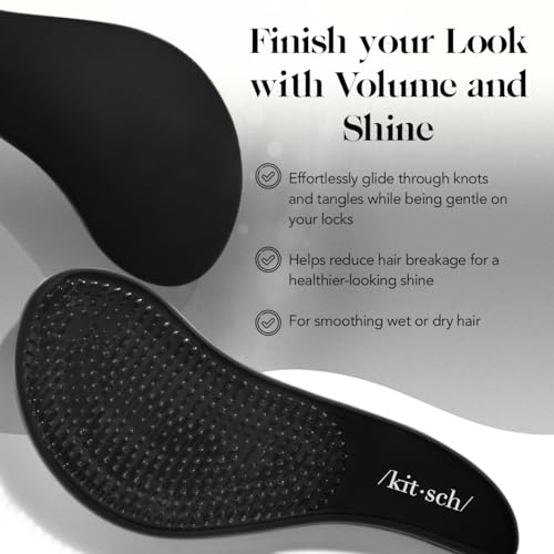 Kitsch-Detangler-Brush-for-Adults-Kids-No-Pain-Hair-Detangler-Brush-with-Flexible-Bristles-for-Wet-Dry-Hair-Easy-to-Hold-Shower-Travel-Hair-Brush-Ideal-for-All-Hair-Types-Black