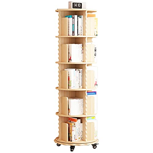 JKGHK Estantes giratórias de madeira maciça redondas, estante removível com rodas universais, suport