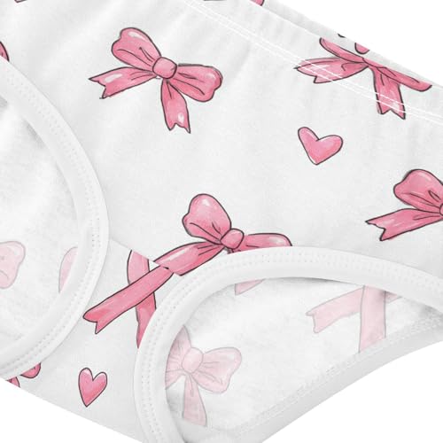 Wusikd Pink Ribbon Bow Heart (4) Girls' Underwear Cotton Girls Briefs Soft Toddler Underwear 2T4