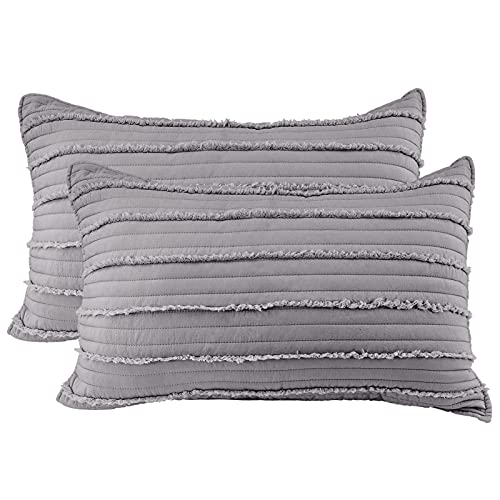 BOSOWOS Queen Size Pillow Protectors Set of 2,Soft Breathable 20 x 30 Inches Pillow Covers Encasement,Microfiber Pillowcases for Easy Care,Dark Grey