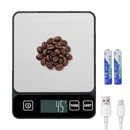 Vexnaro Báscula Cocina Digital 10kg/22 lbs Balanza Cocina Alta Precisión 1g/0.1 oz Acero Inoxidable con Pantalla LCD Función de Tara Peso de Cocina para Repostería Cocina Hogar (Cargar)
