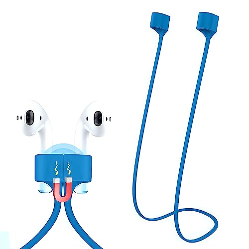 Image of LIRAMARK Magnetic Anti-Lost Strap Silicone Rope Wire Cable Connector String for AirPods Pro /Aipods Pro 2 / Airpods 1,2&3 / Earbuds (Sky Blue)