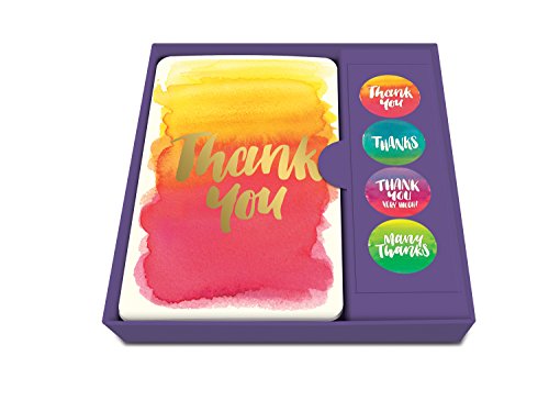 Image of Studio Oh! Deluxe Assorted Blank Greeting Cards Set and Matching Envelopes, Decorative Seal, 4.5 inch x 5.5 inch, Thank You Note Cards, Clear Display Poly Bag, 260 GSM Paper Weight, Foil Watercolor
