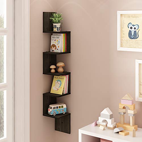 Furinno-Rossi-Wall-Mount-Floating-Corner-Shelf-5-Tier-Square-Espresso