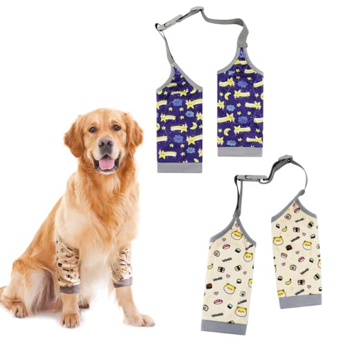 Doksvp 2 Piezas Codera para Perros, Rodilleras Perro Ajustable para Mascotas, Evita Lamer Heridas, Codo Vendaje Perro, para Perros Medianos y Grandes (XL)