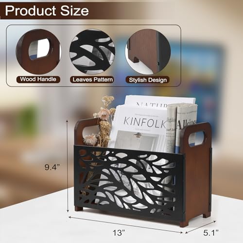 Qilichz MAGAZINE HOLDER Wood Magazine Rack,Rustic Magazine File Holder,Magazine Storage Basket,Magazine Rack Floor thumb #5