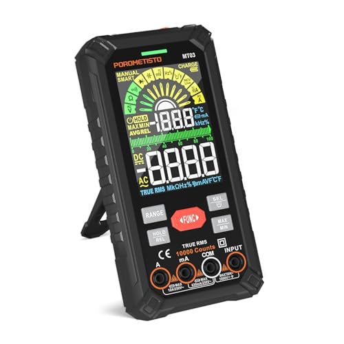 Multímetro digital inteligente recargable MT03, verdadero valor eficaz, 9999 cuentas, 1000 V, 10 A, CC, CA, voltaje y corriente, pantalla LCD a color