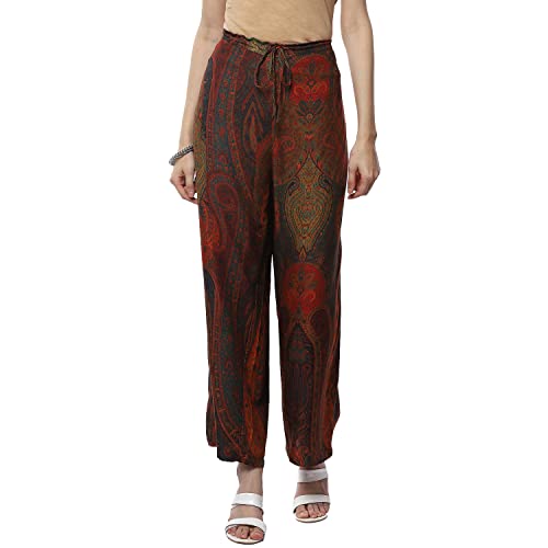 Image of BIBA Women Rayon Straight Printed Palazzo