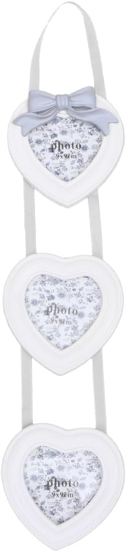 3pcs 4-inch Heart-shaped Triple Hanging Photo Frame Set with Bowknot, Wall-mounted Pendant Frame for Living Room Decoration and Display