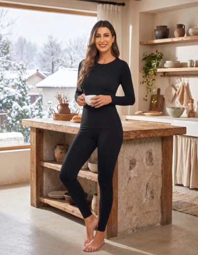 Ekouaer Thermal Underwear for Women Long Johns Set Fleece Lined Base Layer - image 2
