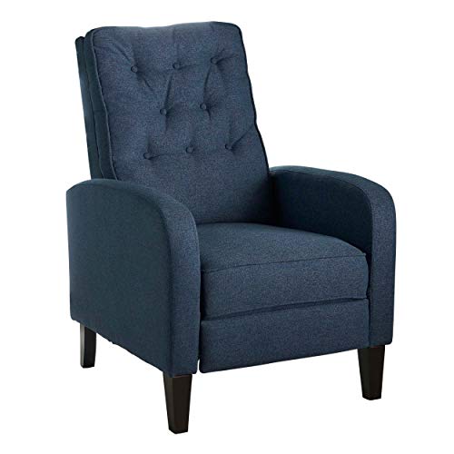 Christopher Knight Home Nievis Tufted Fabric Recliner, Navy Blue / Dark Brown