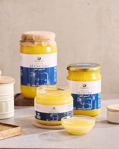 سمن هوم جرون ايه 2 - زبدة نقية نقية من الابقار ايه 2 التي تتغذى على العشب للدهون الصحية (500 مل)