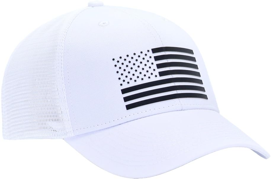 Image of American Flag Trucker Hats, Patriotic Baseball Cap for Men, Adjustable Breathable Mesh Snapback, Fits OSFM & XXL Head