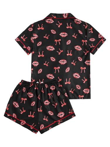 Image of Verdusa Pajamas For Women Set 2 Piece Summer Pajama Sets Cute Pjs Lounge Matching Button Shirt with Shorts