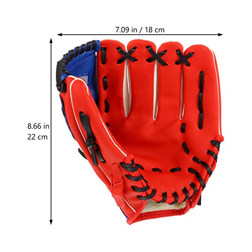 Luva esportiva de couro PU para crianças e beisebol, softbol, esportes em campo (vermelho P)