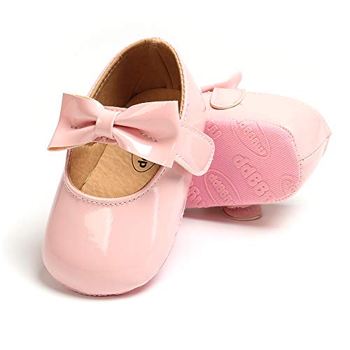RVROVIC Baby Girls Ballerina Mary Jane Flats Toddler Girl Princess Dress Shoes Soft Infant Crib Shoes(0-6 Months Infant, 0-Pink)