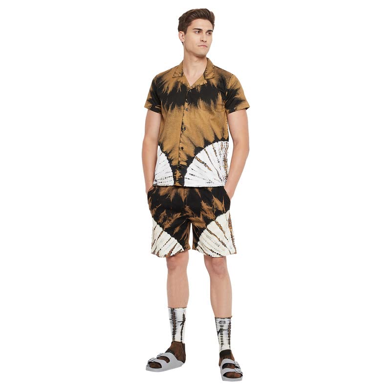 Buy FUGAZEE Men's Brown Tie & Dye Cuban Shirt & Shorts Combo Set with Matching Socks at Amazon.in