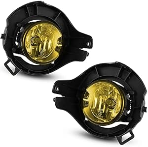 Winjet Fog Lights Lamps Assembly for 2005-2012 Nissan Pathfinder 2005 2006 2007 2008 2009 Nissan Frontier Driver Passenger Replacement Amber Yellow Lens