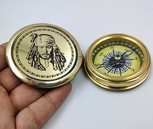 Brújula Vintage Náutica Qarzun Jack Sparrow de Latón con Estuche de Terciopelo miniatura 4