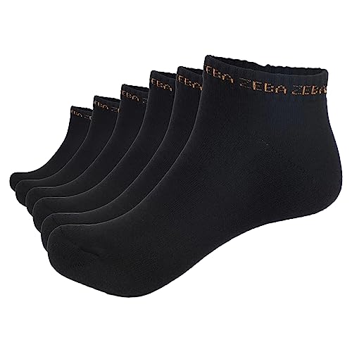 ZEBA PADDED MINI CREW BLACK SOCKS - UNISEX (6-PACK)