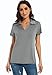 Ullnoy Women's Dry-fit Golf Polo Shirts Short Sleeve Shirts for Women V Neck Moisture Wicking Sports Tops Collar 3 Pack Black/White/Gray L