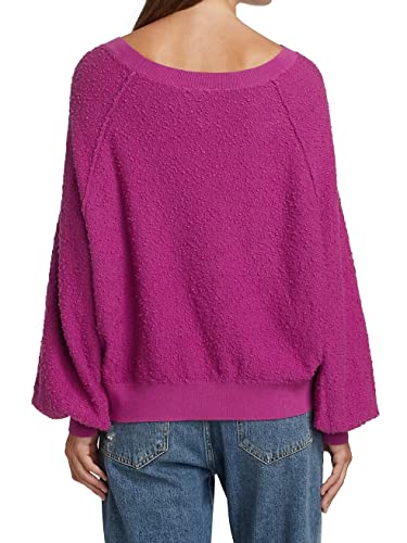 Free People Women’s Found My Friend Textured Pullover Sweater Wild Aster Medium #TOP1