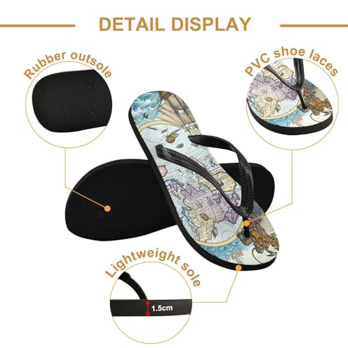 STAYTOP Retro World Map Flip Flops Sandals of Men's & Women's,Sandals Beach Slippers Shower Slides2