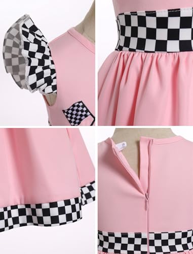 IDOPIP Baby Girls 1st 2nd Birthday Outfit Race Car Driver Dress Toddler Racing Suit Racer Dress for Cake Smash Photo Shoot4