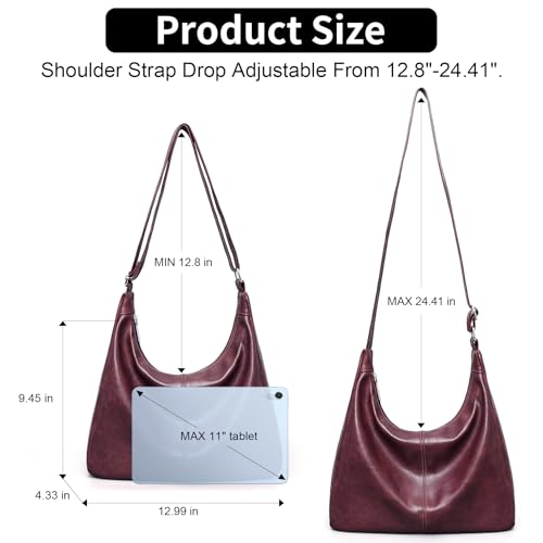 Image of Hobo Bags for Women Vegan Leather Purses Slouchy Shoulder Bag Tote