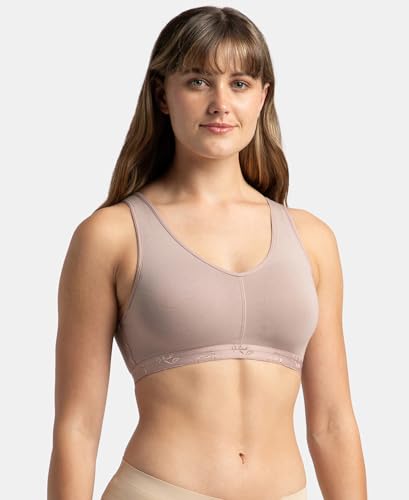 Image of Jockey ES04 Women's Wirefree Padded Super Combed Cotton Elastane Stretch Full Coverage Sleep Bra with Removable Pads and Ultrasoft Underband