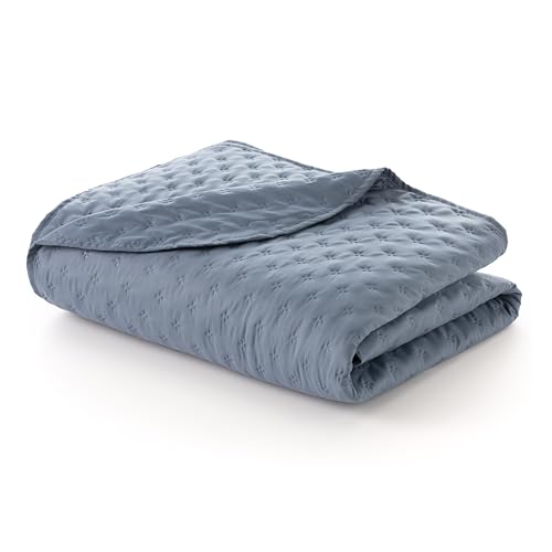 Miniatura 7 de Todocama Colcha Boutí Fina Con Diseño Estrella, Para Primavera, Verano, Otoño E Invierno. 100 Microfibra Extra Suave. Cubre Cama Multiusos. Cama 80 90-180x260cm Azul Grisáceo
