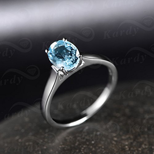 Kardy Unique Promise Wedding Natural Sea Blue Gemstone Aquamarine 14K White Gold Engagement Wedding for Women Ring Set3