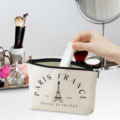 Parisian Makeup Bag Paris Gifts for Paris Lover Travel in France Cosmetic Bag France City Toiletry Bag French Souvenirs for Christmas Birthday Gift for Women Friends Sisters Girls Trip Gifts Favors2