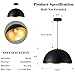 Industrial Pendant Lighting for Kitchen Island, 16 Inch Black and Gold Metal Dome Pendant Light Fixtures, Hemispherical Hanging Ceiling Light E26 Base for Reading Dining Room Foyer Cafe, 2 Pack