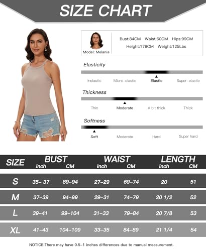 Image of Womens Racerback Ribbed Tank Top Camisole with Built in Bra Sport Yoga Top | Ribbed Top with Built in Bra,Not Removable,Slim Fitted,Halter Top Shirt,Sleeveless High Neck,Racerback,Sports Run Yoga Travel