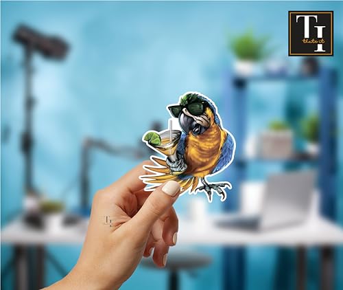 Image of Thats It! Blue Macaw Tropical Drink Vacation Relax Stickers | Removable Decal Car Bumper | Indoor Outdoor Window Sticker | Vinyl Decal for Laptop, iPad | Waterproof & Long Lasting | TI - 354