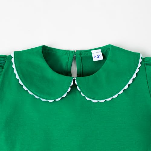 Image of 12M-14Y Toddler Baby Girls Peter Pan Collar Blouse Kids Girl Solid Color Puff Sleeve T-Shirts Casual Tee Tops