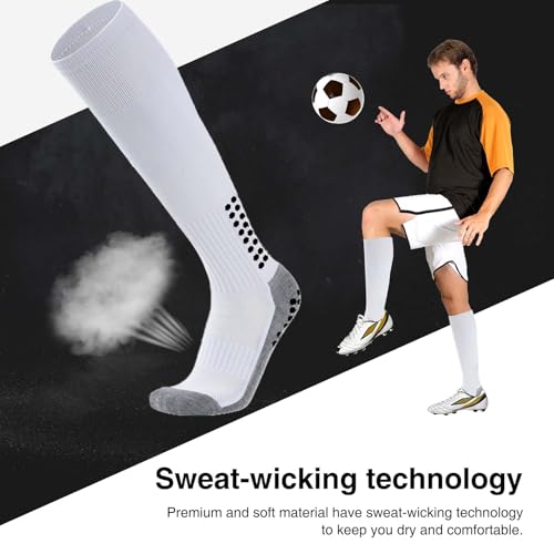 8 Pair Grip Soccer Socks for Men, Knee Socks Non Slip Grip Pads for Football Baseball Sports4
