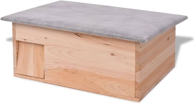 vidaXL Hedgehog House - Wooden Shelter with Labyrinth Entrance, Durable Weather-Resistant Design, Easy Clean and Assembly for Hedgehogs and Other Small Animals