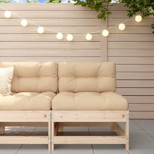 Qnhdfrt Mittelsofa Massivholz Kiefer 62x62x70,5 cm Beige Kissen...
